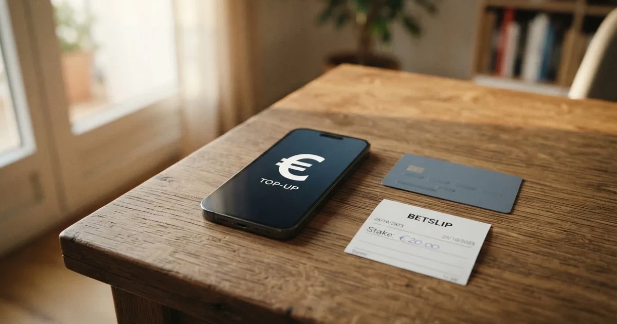 Ein Smartphone liegt mit dem Display nach unten auf einem Holztisch, daneben ein paar Euro-Münzen und eine unbeschriftete Plastikkarte im Morgenlicht.